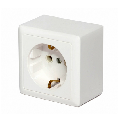Schneider Electric  Хит  Белый  Розетка с заземляющими контактами без шторок изолированная пластина 16А, 250В, открытая установка Россия RA16-133I-B